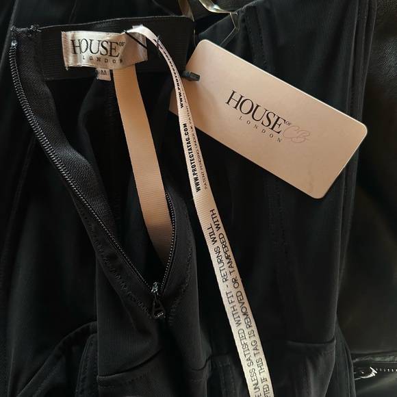 House of CB SEXY CORSET BLACK MESH STRAPLESS COCKTAIL LBD TUBE DRESS MEDIUM - Picture 2 of 11